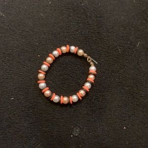 Black orange and purple bracelet clay bead